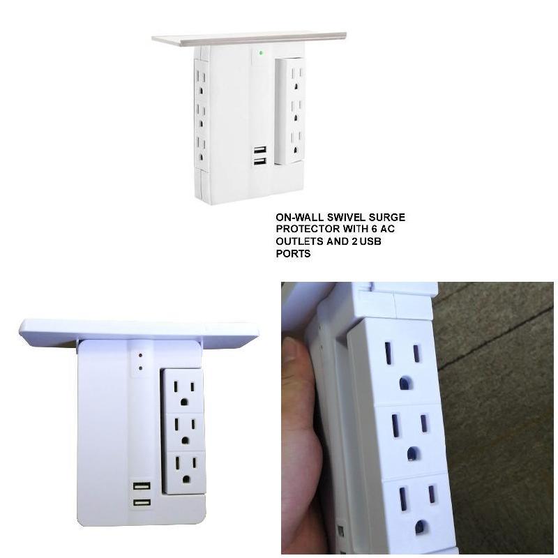 Buy 2 Electrical with Ports Wall Charging Extenders 6 Shelf 8 Outlet ...