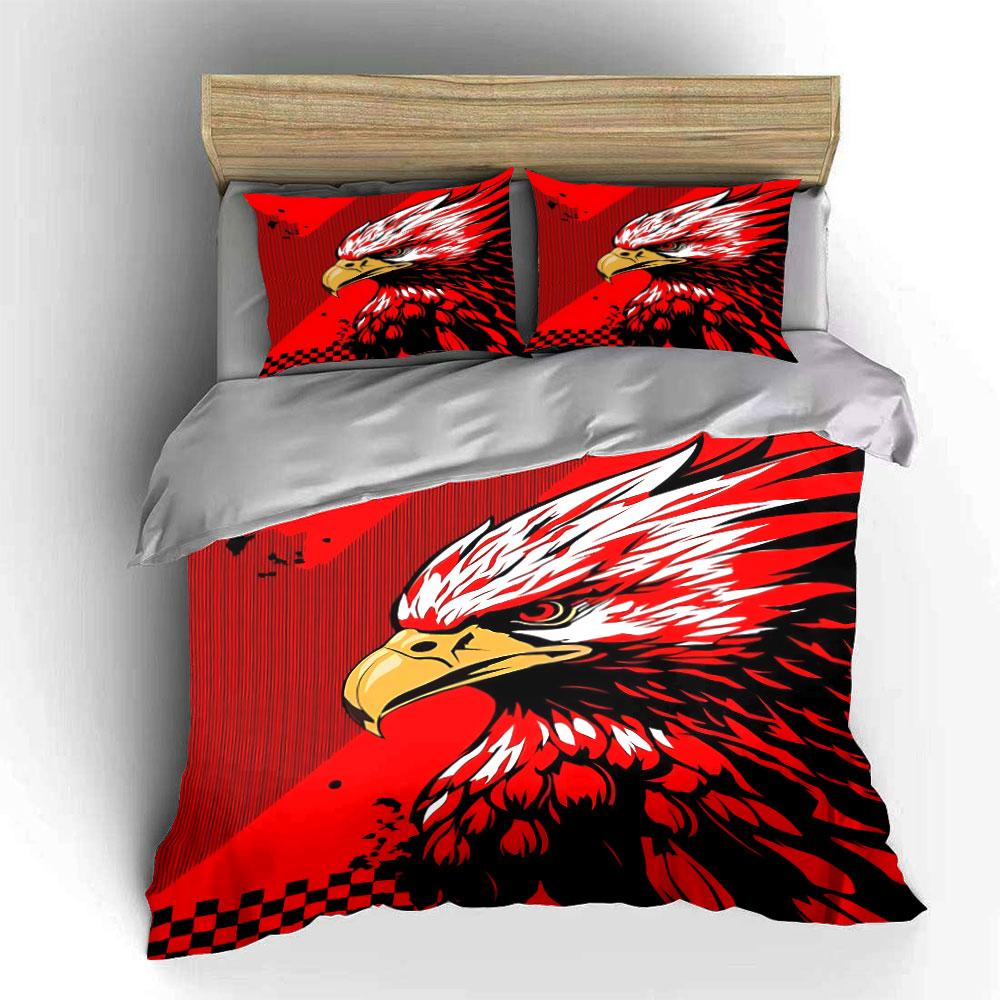 Fierce Red Eagle Design Bedding Duvet Cover Set Duvet Cover Pillowcases (1*Duvet Cover 2*Pillowcases, Without Duvet Insert)