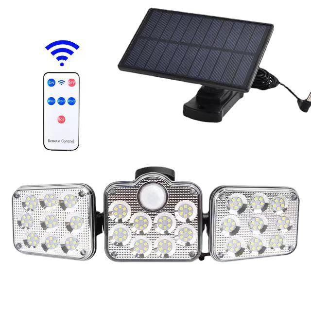 2021 Triple-Head Solar LED Wall Light with Motion Sensor for Outdoor Use
