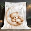 1pc Bear On Moon Blanket- Lightweight Throw for Sofa, Outdoor, Camping, Livingroom, Office, Chair, and Bed - Digital Printing Soft and Warm