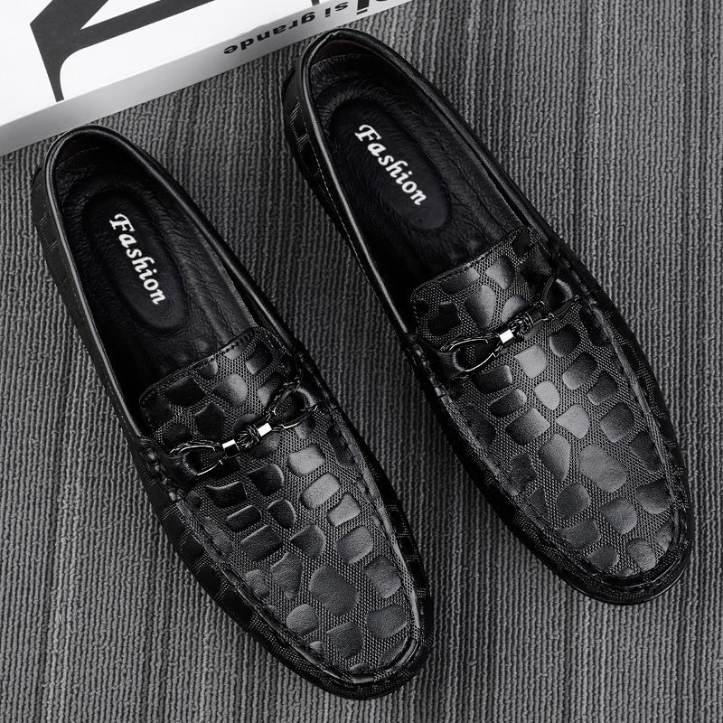 

Модный Роскошный Бренд Натуральная Кожа Мужские Лоферы Классические Деловые Офисные Свадебные Повседневные Слипоны Дышащие Туфли для Вождения 45 чёрный