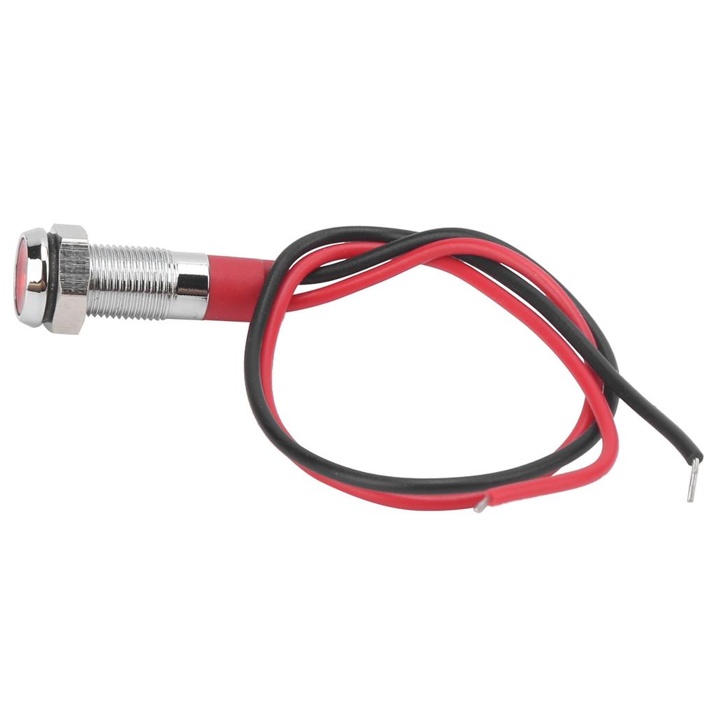 LED Metal Indicator 6mm Waterproof Signal Lamp for Pilot Car Truck Boat with Wire 6VRed