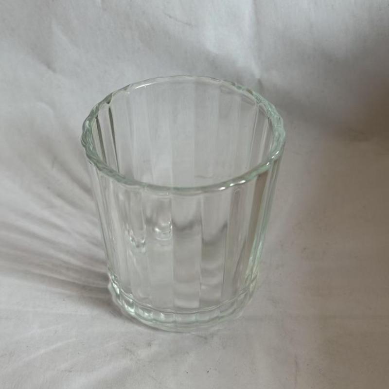 4 Pieces of Vertical Patterned Glass Small Cups Simple Design Drinking Cups Small Wine Glasses Small Glass Cups Outdoor Camping