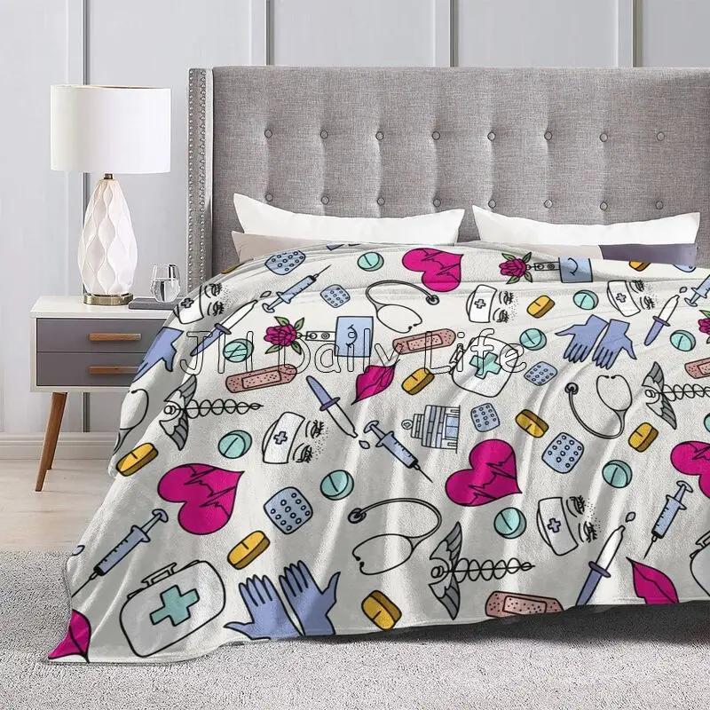 Custom Doctor Nurse Medical Flannel Fleece Blanket for Bed Sofa Soft Warm Lightweight Cozy Plush Throw Blankets for Home Nursery