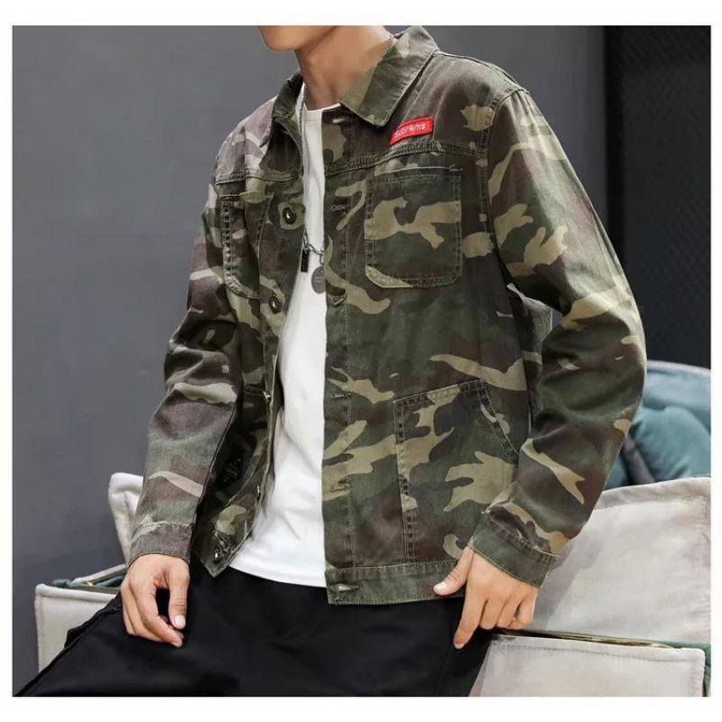 Men's Camouflage Pilot Jacket - Trendy, Functional Baseball Denim for Spring & Autumn