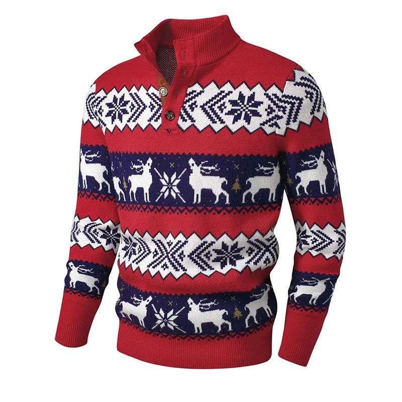 Women's Slim Fit Christmas Knitted Sweater - Round Neck Yarn Patchwork Design