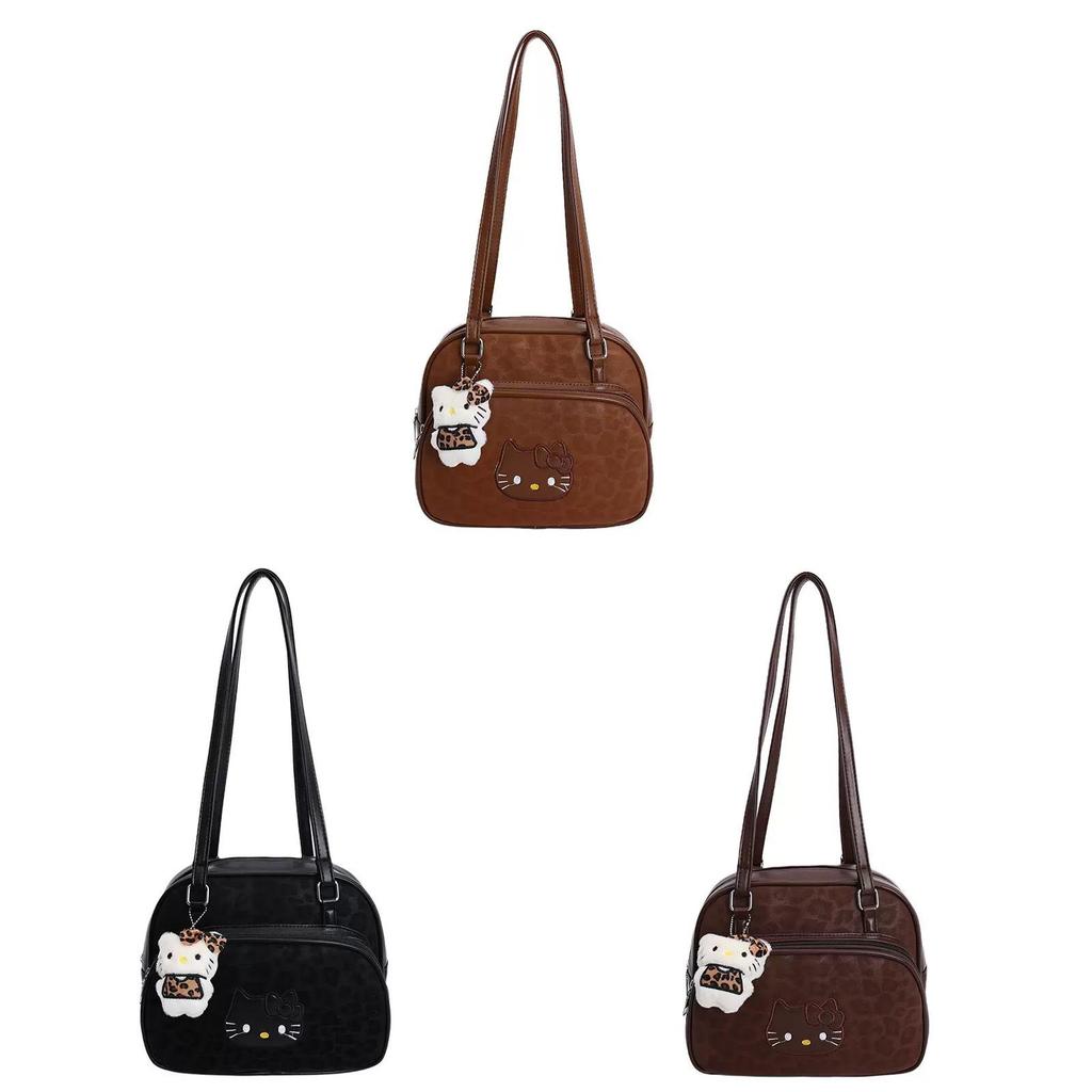 Retro Leopard Print Backpack Pu Cartoon Cute Casual Bag For Women And Men