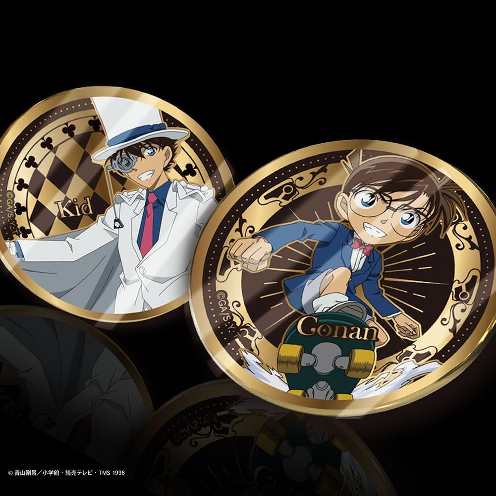 Tenyo Overwhelming Gold Badge Detective Conan 1 Set [10 Pieces Per Box] TKB-S01 24K Gold Plated Tin Badge Diameter Approx. 5.6cm