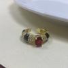 Unique Geometric Design Copper Ring For Women With Adjustable Fit And Colorful Zircon Stones