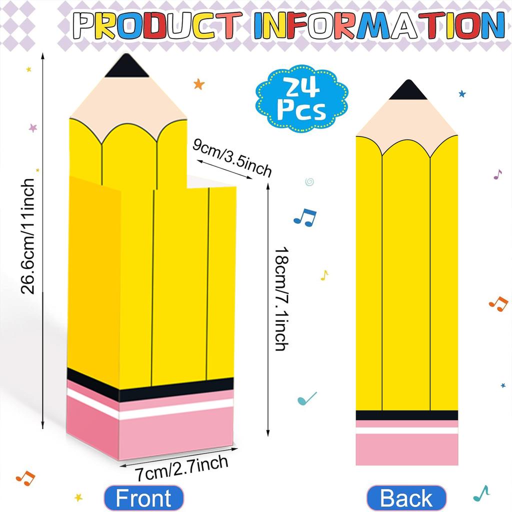 12/24PCS Back To School Pencil Candy Boxes Graduation Season Candy Box Birthday Party Favors Welcome Back To School