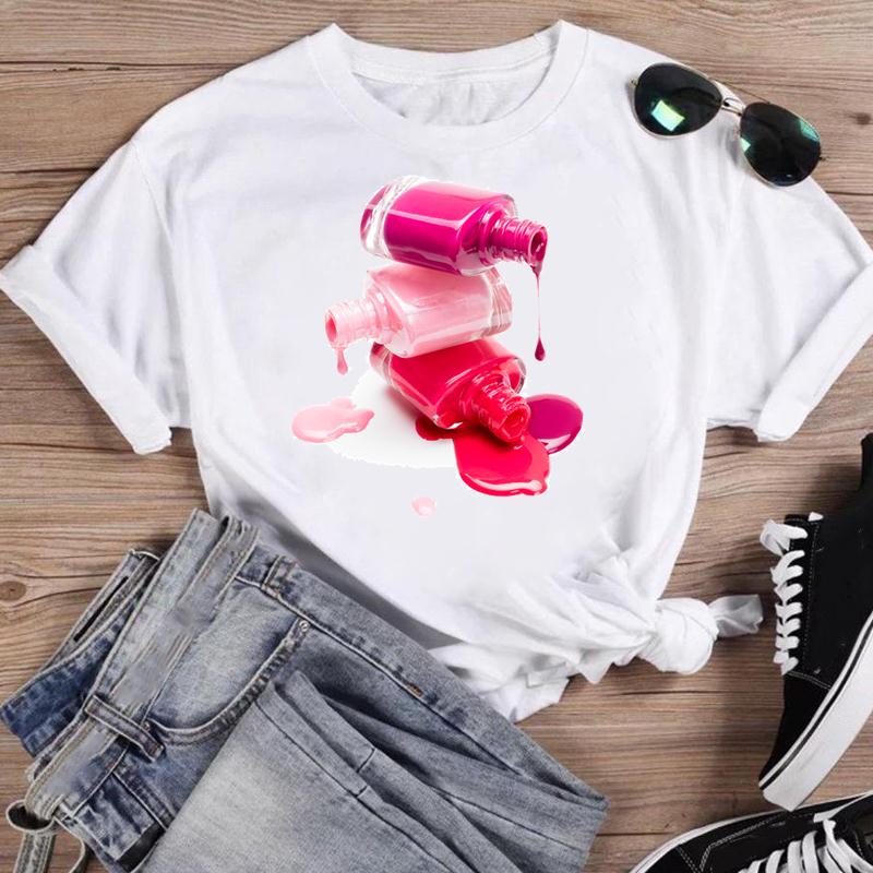 Women Lip Watercolor Sexy Lip Sweet Print T Shirt Female Graphic Top Short Sleeve Fashion  Summer Tshirts Casual Tee T-Shirt