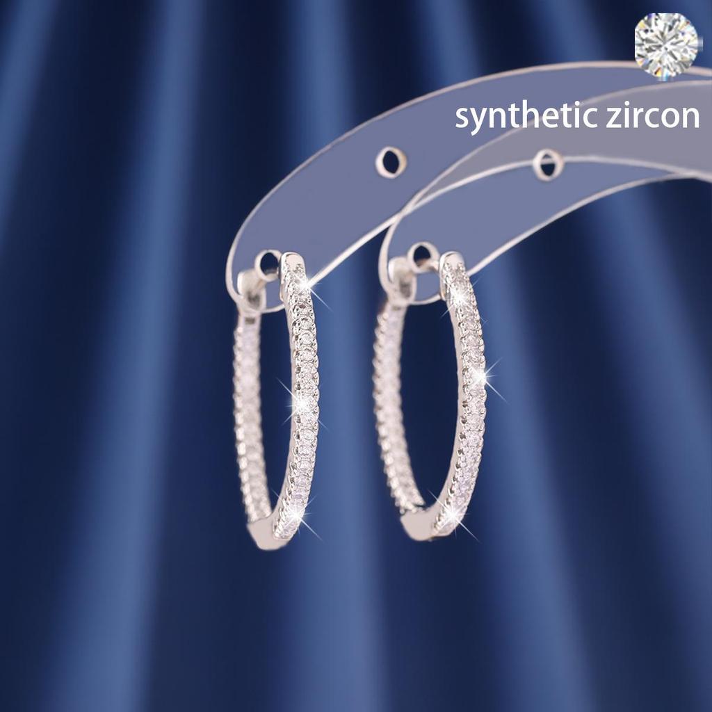 Elegant Aquamarine Zircon Circle Earrings - High-End European and American Style, Versatile Luxury Accessories for Women