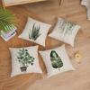 Grüne Pflanze Dekorative Kissenhülle Leinen Quadratische Kissenhülle Outdoor Sofa Haus Bett Dekoration Kissenbezug 50X50cm