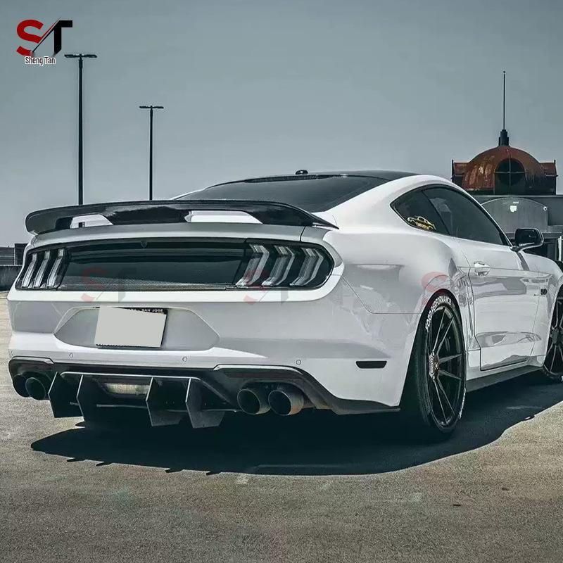Ford Mustang GT500 Style Carbon Fiber Ducktail Rear Spoiler Winglet Diffuser