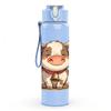 1PC Cartoon Baby Cow 750ml Color Plastic Sports Water Bottle Leakproof Flip Straw Lid Suitable for Sports Office Home Use