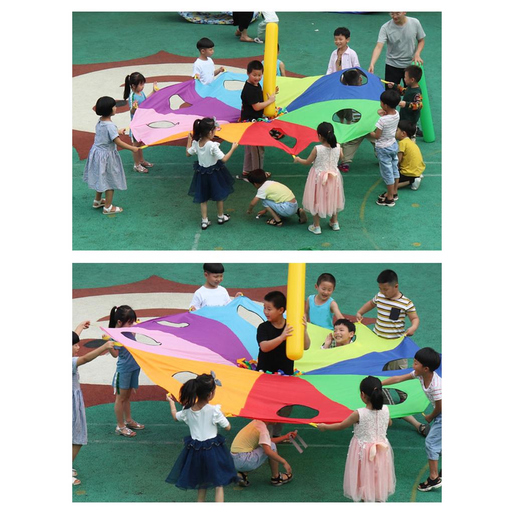 Kinder Spiel Fallschirm Maulwurf Spielzeug 9 Löcher Aufblasbarer Stab Kooperatives Spiel für Outdoor Spielplatz Aktivitäten