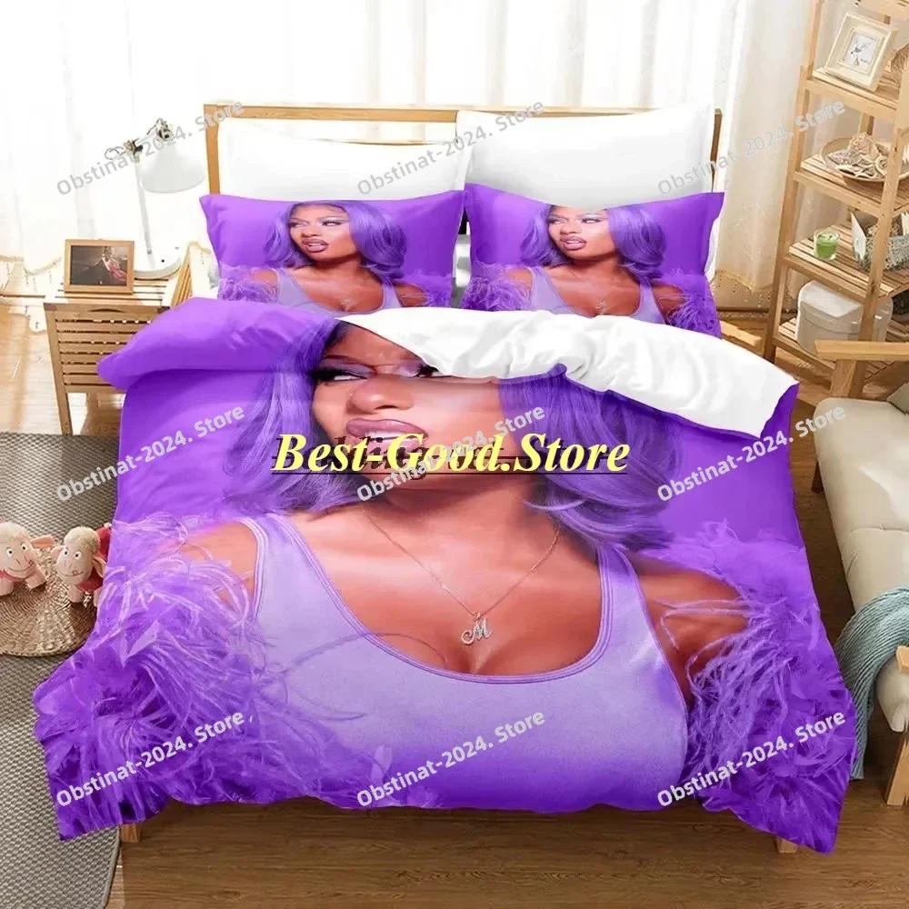 Megan The Stalion Bettwäsche-Set Einzelbett Doppelbett Druck Mit Kissenbezug Bett Weiche Bettdecke Weiche Einzel-Doppel-Queen Super King-Size Abmessungen Abmessungen