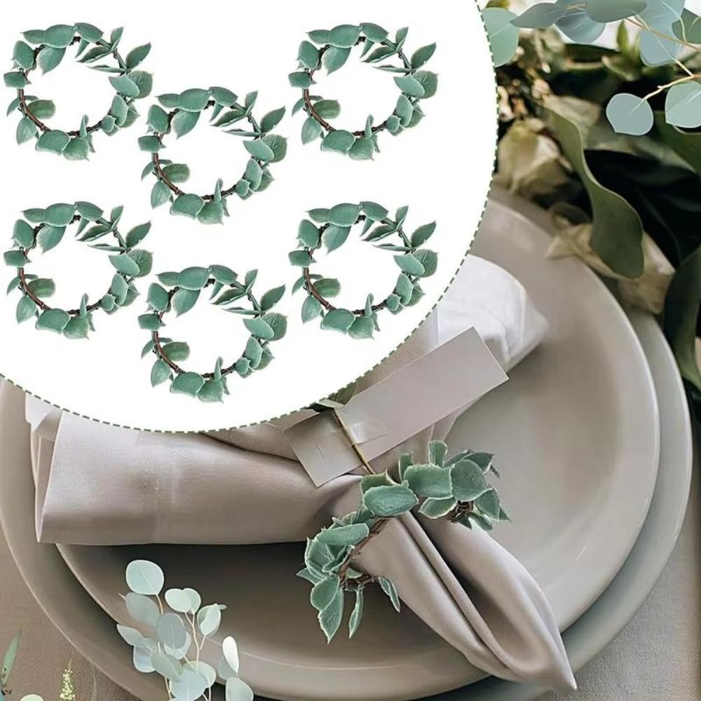 3pcs Simulation Artificial Plant Napkin Rings Rustic Napkin Buckles Dinner Table