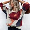 Autumn/Winter Round-neck Long-sleeved Knitted Top – Fashionable and Versatile Jacquard Casual Pullover for Women
