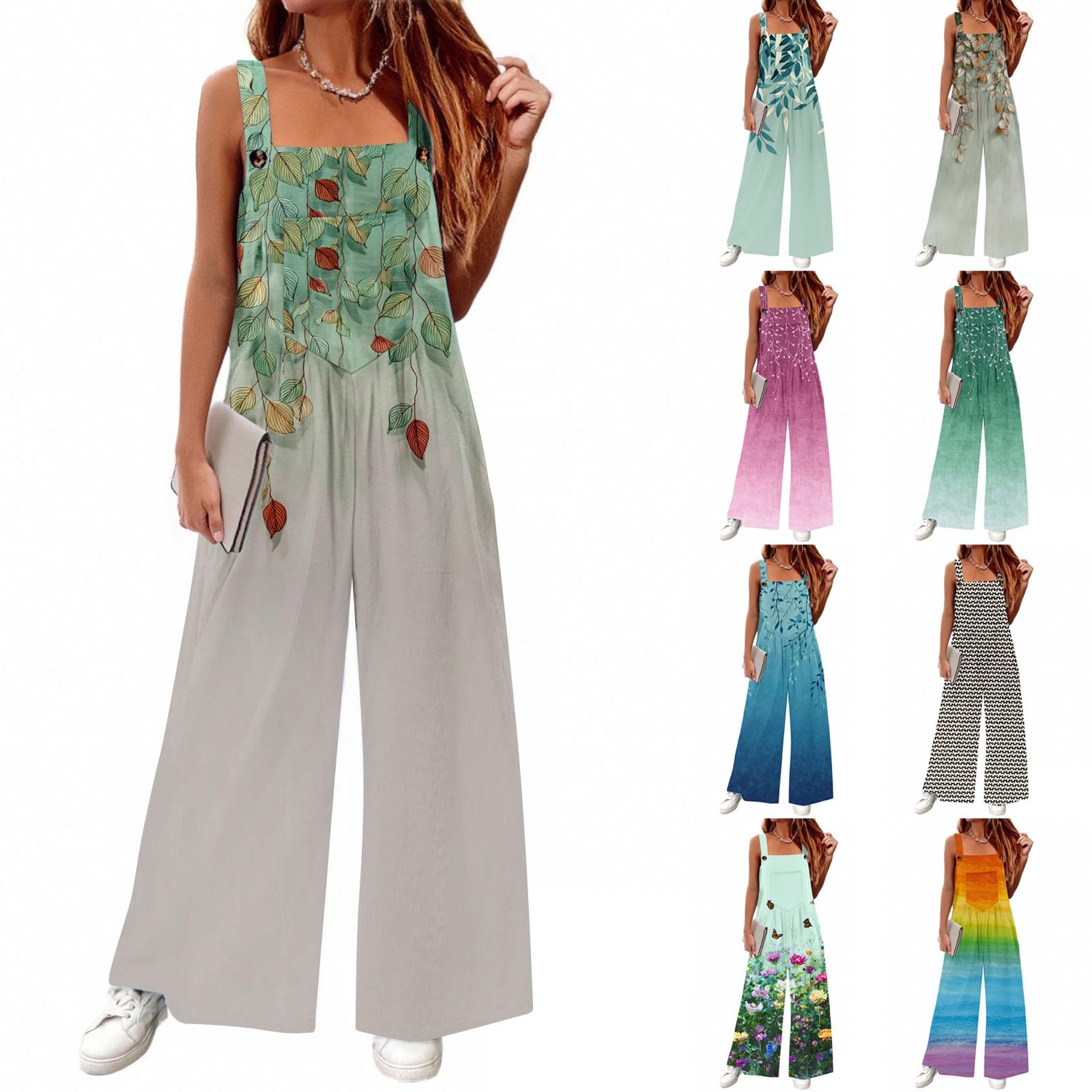 

Rompers For Women Fall And Winter Sleeveless Adjustable Drawstring Strap Casual Outfits With Pockets XXL