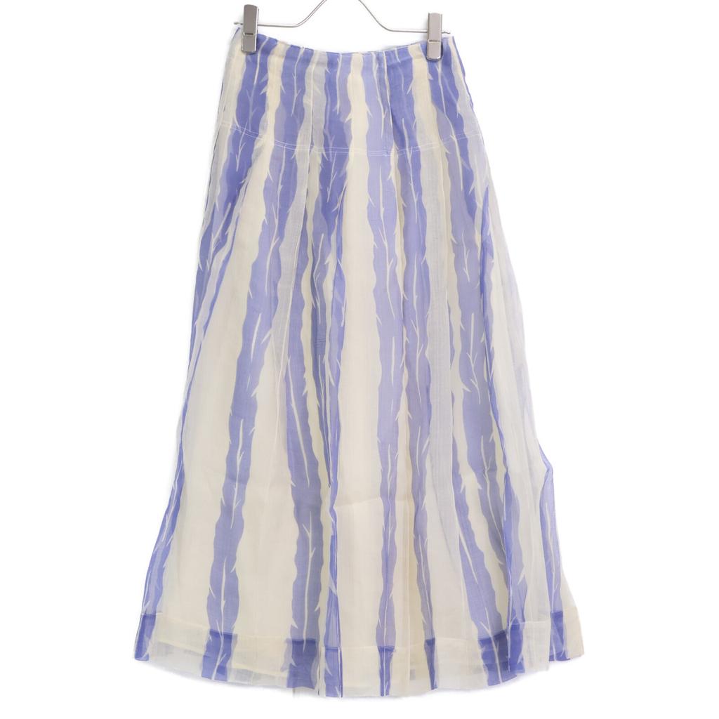 Ebure Blue X White Silk Flared Long Skirt Skirt 36 blue/whiteUsed