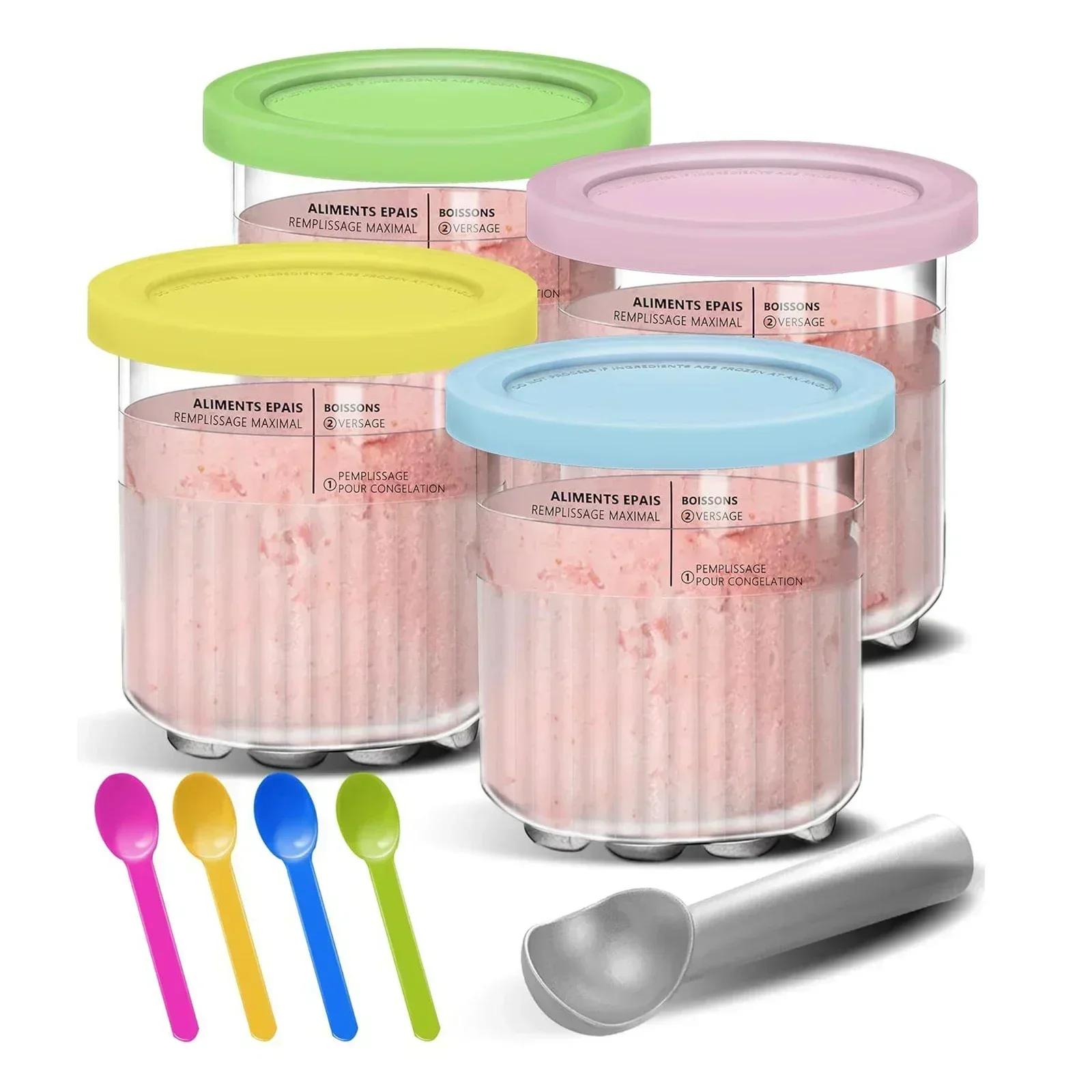 

4Piece sets Creative Ice Cream PC Cup Creami Ice Cream Storage Containers With Lids and Scoop Apply to Ninja Creami NC500 NC501