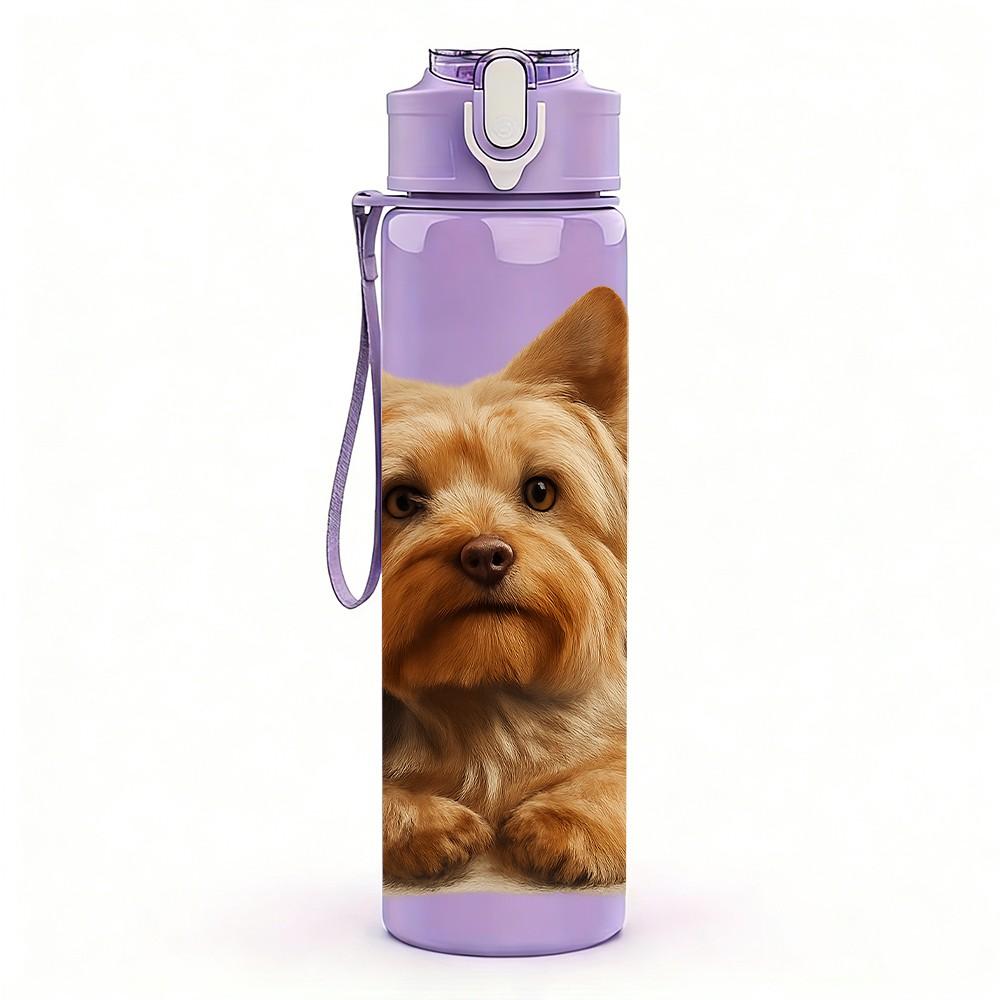 1PC Yorkshire Terrier Portrait 750ml Color Plastic Sports Water Bottle Leakproof Flip Straw Lid Suitable for Sports Office Home Use