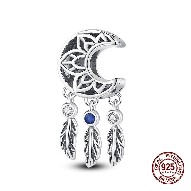 Fashion Copper Feather Colorful Luminous Dreamcatcher Charms Bead Fit Original Bracelets Exquisite Diy Jewelry Gift