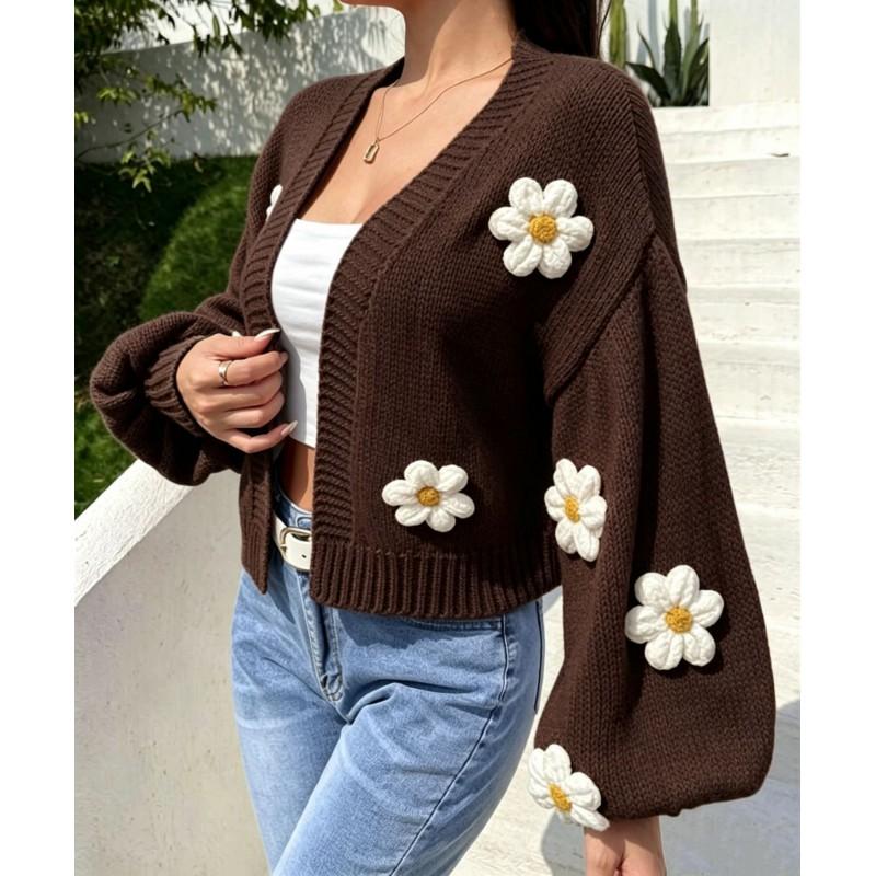 Womens Winter Sweet 3D Floral Knit