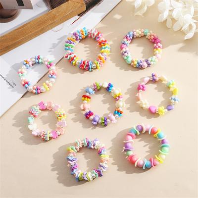 Lente Kawaii Kralen Dames Elastische Armband Meisje Willekeurige Regenboog Rijststeen Klein Bedeltje Dames Polssieraad Meisjes Cadeau