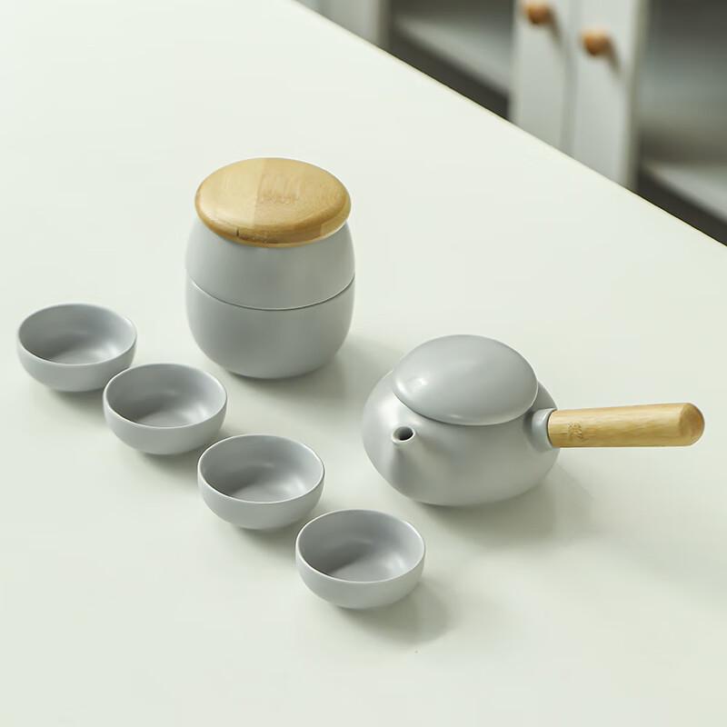 Modern Ceramic Tea Set with Side Handle Teapot