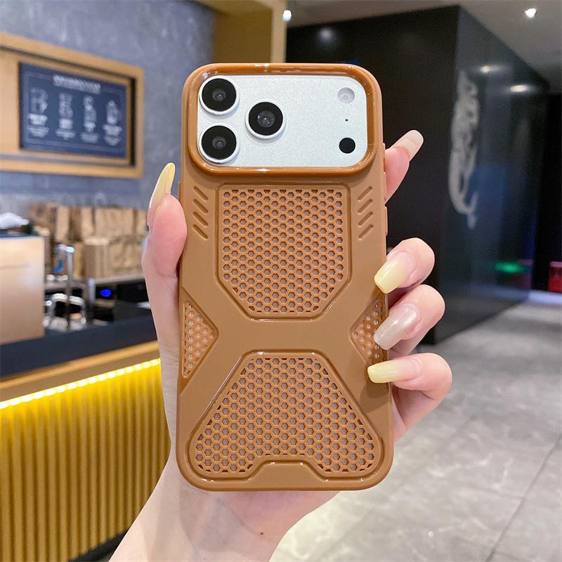 Honeycomb Grid Mesh Cooling Heat Dissipation Breathable Phone Case for iPhone 17 16 15 14 Plus 13 12 11 Pro Max Matte TPU Cover