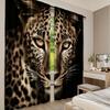 Set Of 2 Flat Printing Curtains Fierceleopard Digital Printed Polyester Drapes Festive Wall Decor Use Indoor Outdoor Curtain