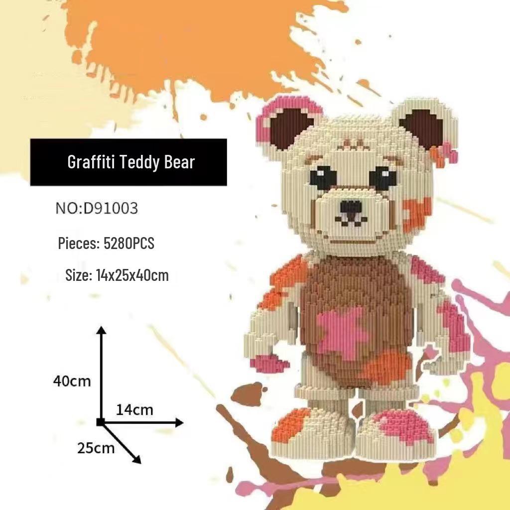 Girls' Compatible Lego: Violent Bear Building Block Series - Educational Micro-Block Interlocking Toys & Gifts