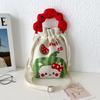 Knitted Bucket Lucky Bag Female Cartoon Gift Bag Hand Bag Casual Versatile Drawstring Handbag Bento Meal Bag