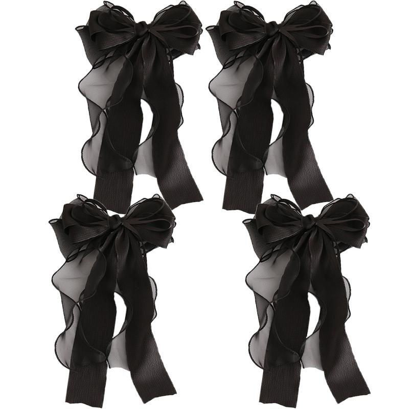 Streamer Bow Hair Clip Women Sweet Half-tie Hair Spring Clip Versatile Fashion Hair Accessories