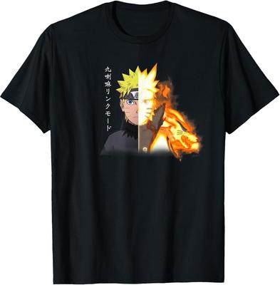 Naruto Shippuden Nine Tails and Naruto Split Face Anime T-Shirt