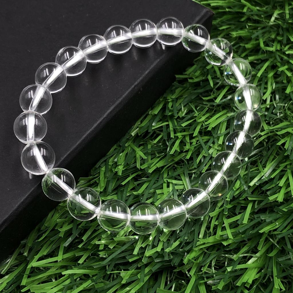 8mm Natural Crystal Gemstone Round Beads Jewelry Handmade White Stone Stretch Bracelet 7.5" For Thanksgiving Gift RBB-68
