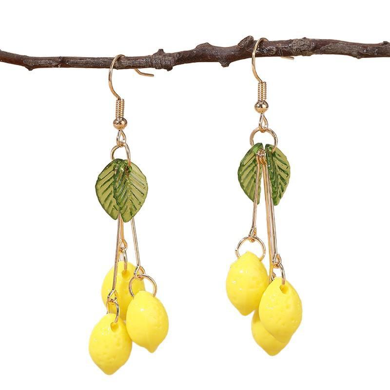 Süße Obst-Anhängerohrringe Niedliches Zitronen-Tangerinen-Design Zierlicher Schmuck für Frauen Süßes Date Outfit Passend