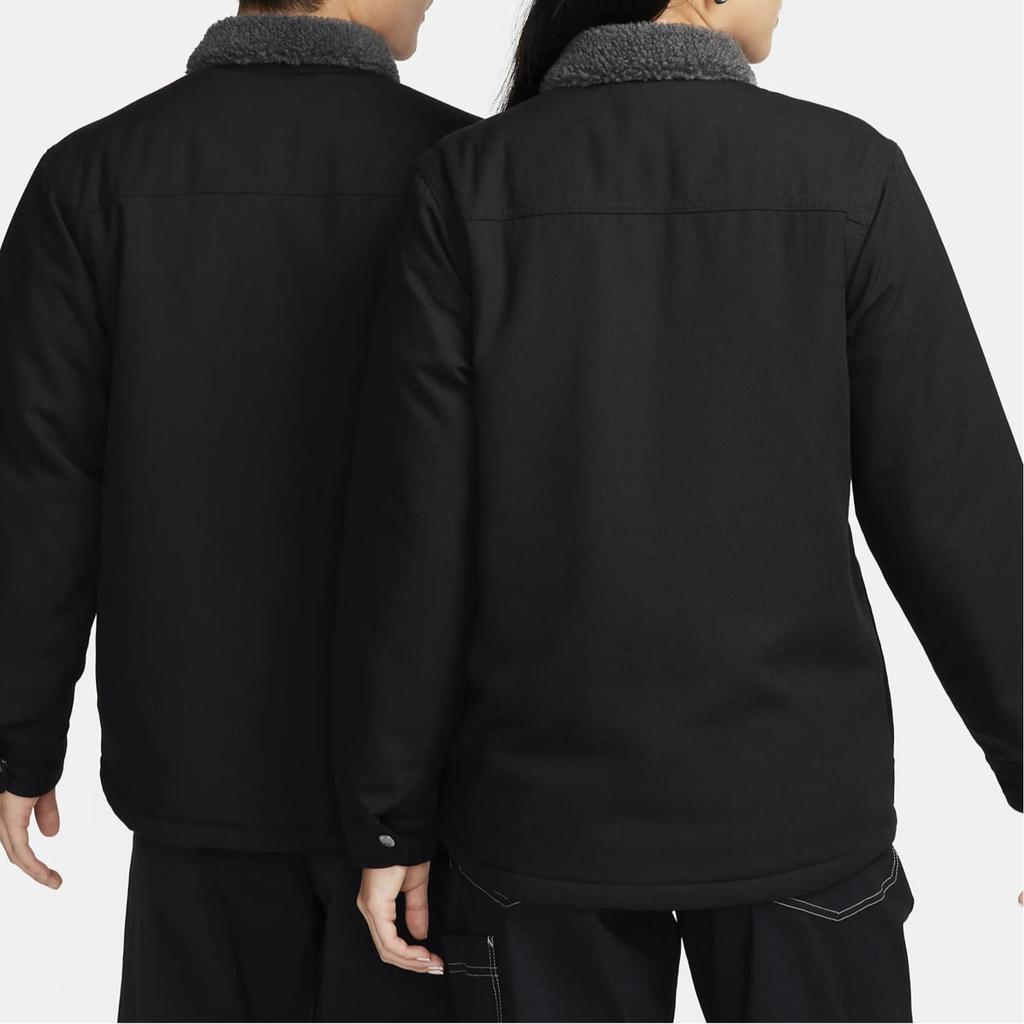 Nike Solid Color Single-Breasted Collar Long Sleeve Jacket Unisex Jackets Black FQ0513-010