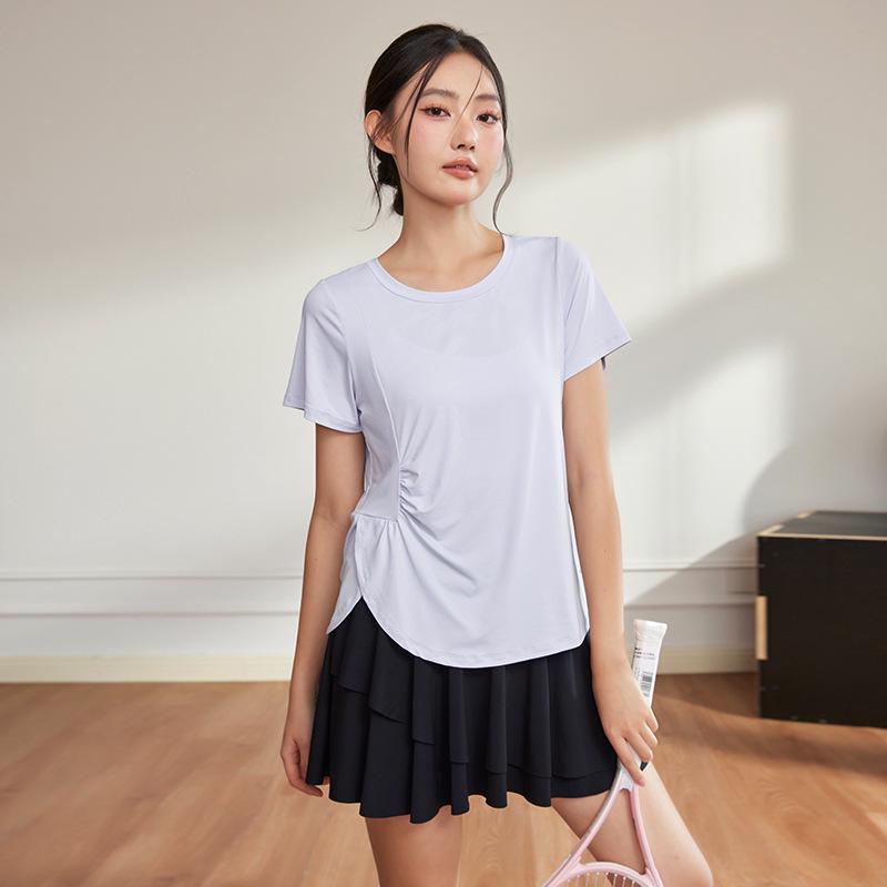 Plus Size Quick Dry Yoga T-Shirt for Women - Short Sleeve, Slimming, Skin-Friendly Fitness Cover-Up