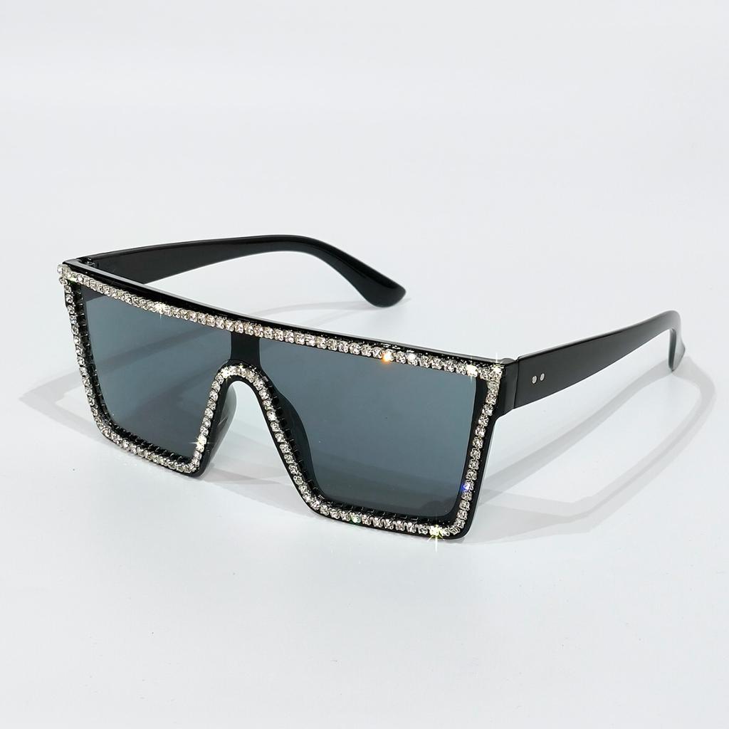 Glänzende Strass-Sonnenbrille für Damen Retro Mode Sonnenbrille Vintage Quadratische Gläser Brillen