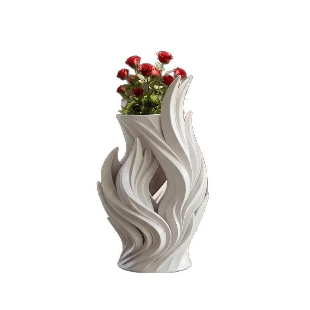 Twisted Wave Artistic Flame Vase Hollow Out Flower Container Irregular Vase Home Decor