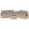 Sofa Set 8 Pieces Beige and Light Gray Poly Rattan and Steel