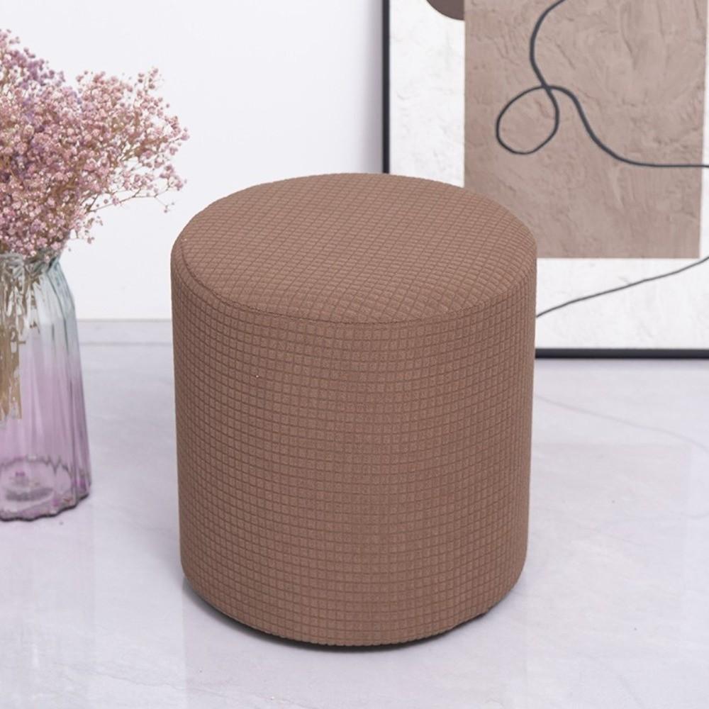 Round Shape Round Ottoman Slipcover Dustproof Universal Seat Slipcovers Elastic Polar Fleece Chair Cover