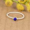 Natural Lapis Lazuli Ring, 925 Sterling Silver Ring, Minimalist Dainty Gemstone Ring Stackable Thin Twisted Band Handmade Jewelry Gift for Women