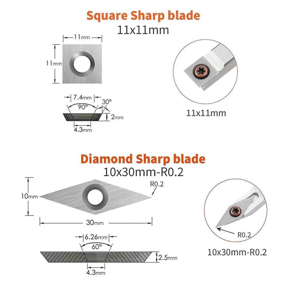 20pcs/Set Carbide Cutters Inserts Set For Planing Machines Wood Lathe Turning Tools Power Tool Replacement Parts