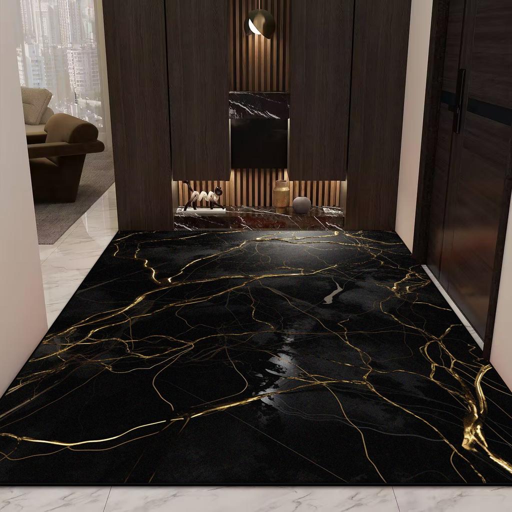 Covor Decorativ Senior Stil Marmură pentru Living Fără Scame Antiderapant Decor Cameră de Jocuri Covor Moale Măsuță de Cafea Mat Ușor de Curățat