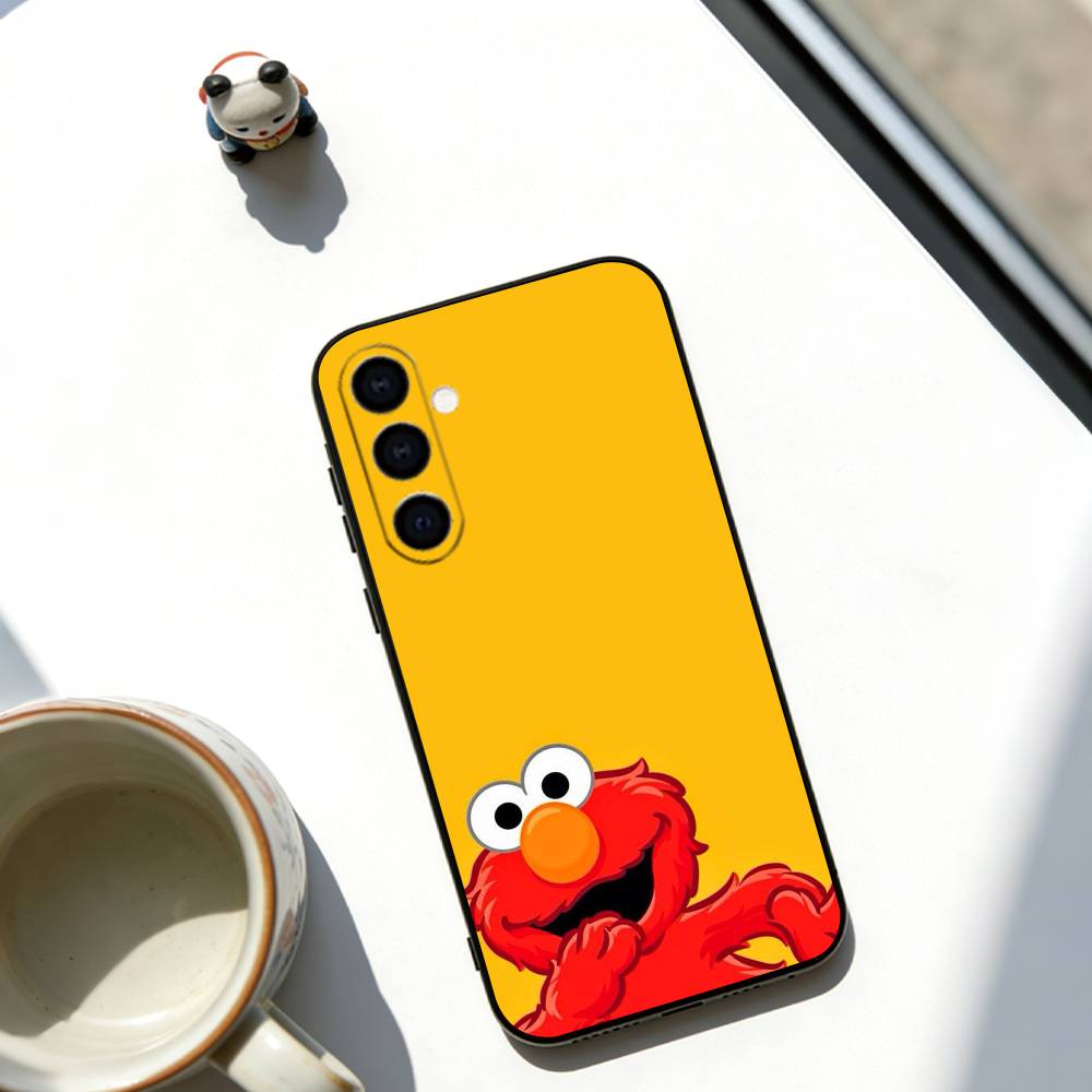 Cut Cartoon E-Elmo Phone Case For Samsung Galaxy A73,A72,A71,A70,A53,A52,A51,Soft Black Cover