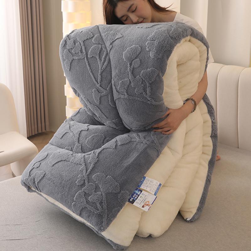 Thick Warm Imitation Lambswool Winter Blanket For Bed Soft Jacquard Coral Fleece Quilt Double Sided Plush Weighted Blanket 2-5Kg